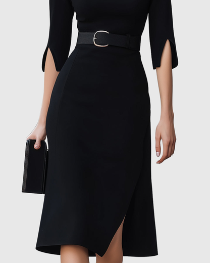 Blythewyn | Classic Black Midi Dress