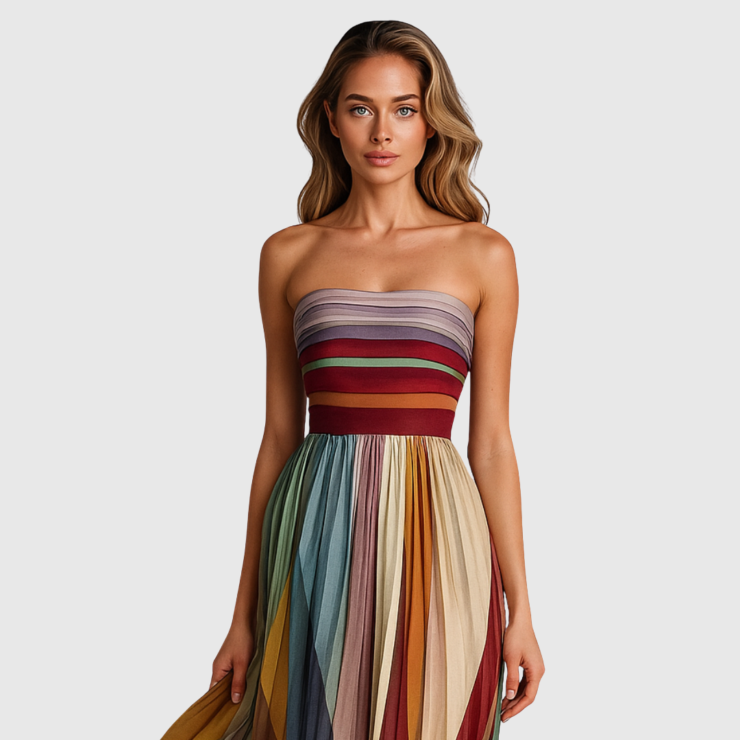 Isola - Elegant Pleated Evening Dress