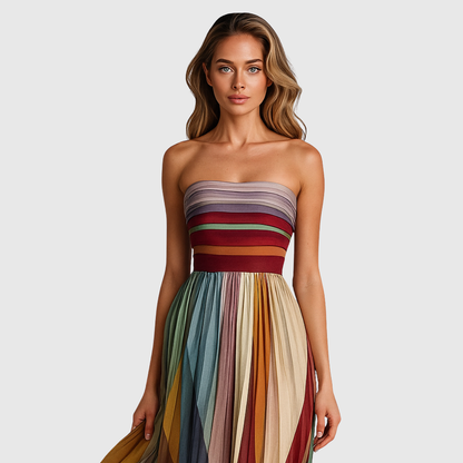 Isola - Elegant Pleated Evening Dress
